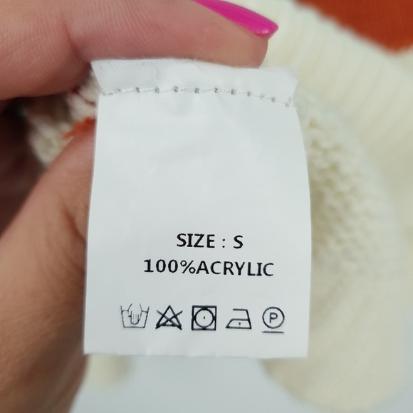 Boutique Scoop Neck Sweater Striped Aqua Orange and Cream Women's Small - Picture 8 of 9